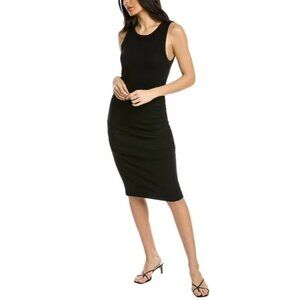 NEW Michael Stars Demi Ribbed Midi Dress in Black Sz. S